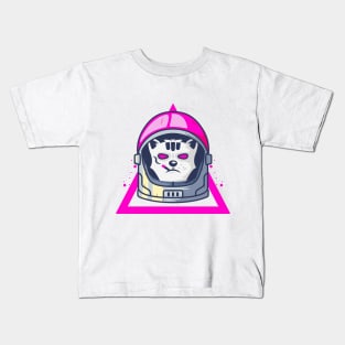 Cat Astronout smoking in Baddass Style Kids T-Shirt